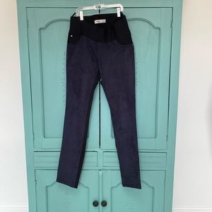Miss ADDA Navy Skinny Pants. Faux Suede Front. EU 40
